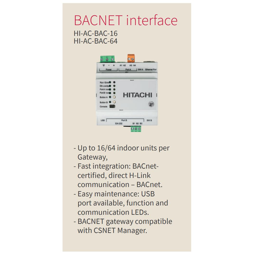 VRF interface Bacnet, up to 16 indoor units - e-Gilius