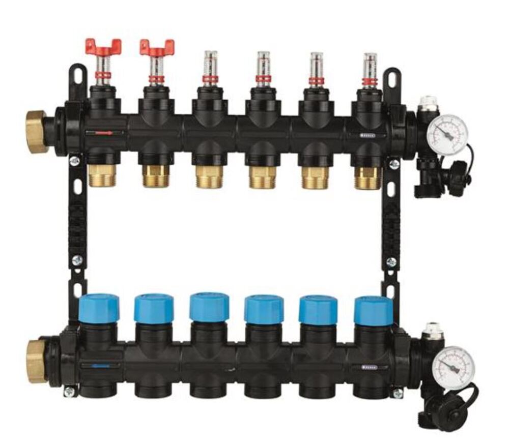 Reg.collector, 8 rings with sr.meter.0-3l/min., plastic